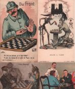 Postkarte. Karikatur. “Scacco al Kaiser“. Farbige und postalisch nicht gelaufene Postkarte nach A.