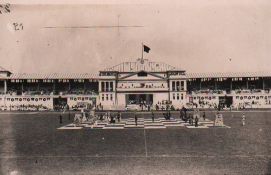 Postkarte. Arbeiterschach. Lebende Schachpartie bei der Arbeiter – Olympiade in Frankfurt am Main