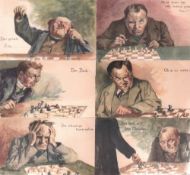 Postkarte. Herkenrath, August. Serie mit 6 postalisch nicht gelaufenen, farbigen Postkarten nach