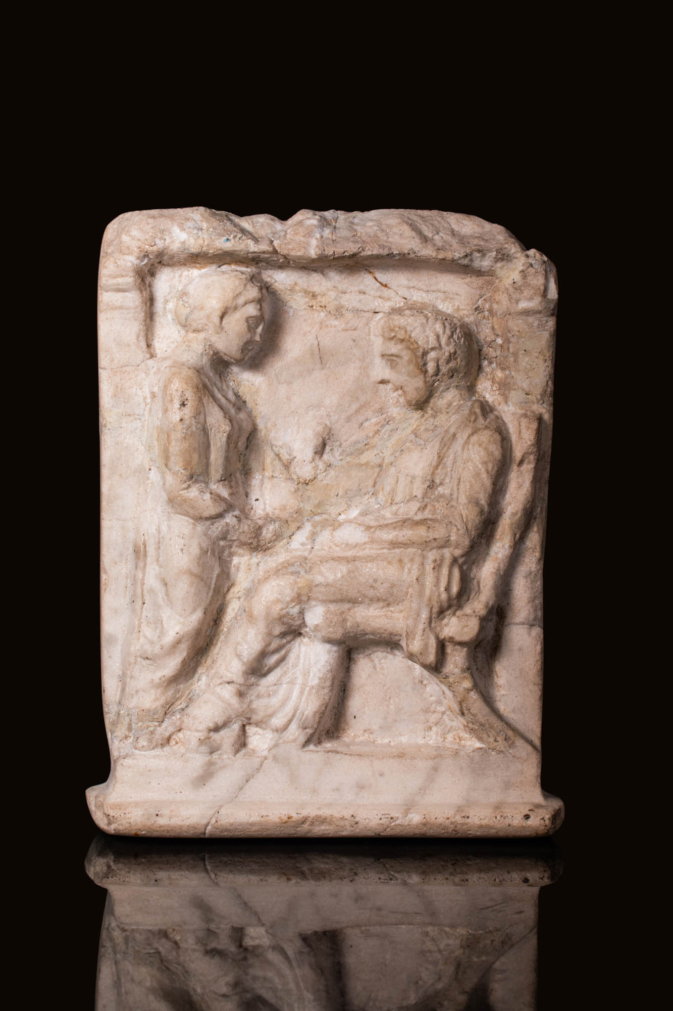 RARE GREEK FUNERARY STELE OF SEVERE PERIOD