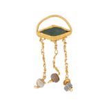 ANCIENT ROMAN GOLD AND GLASS EYE AGAINST EVIL PENDANT