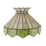 ANTIQUE TIFFANY MANNER STAINED GLASS HANGING SWAG LAMP