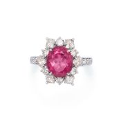 BAGUE EN OR, RUBELLITE ET DIAMANTS