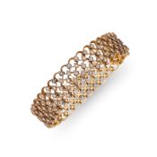 BRACELET BANDEAU SEMI-ARTICULÉ EN OR ET ROSES DE DIAMANT