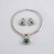 Modeschmuck Collier, Paar Ohrclips