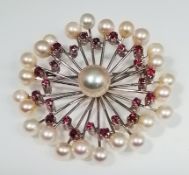 Kulturperlen Rubin Brosche