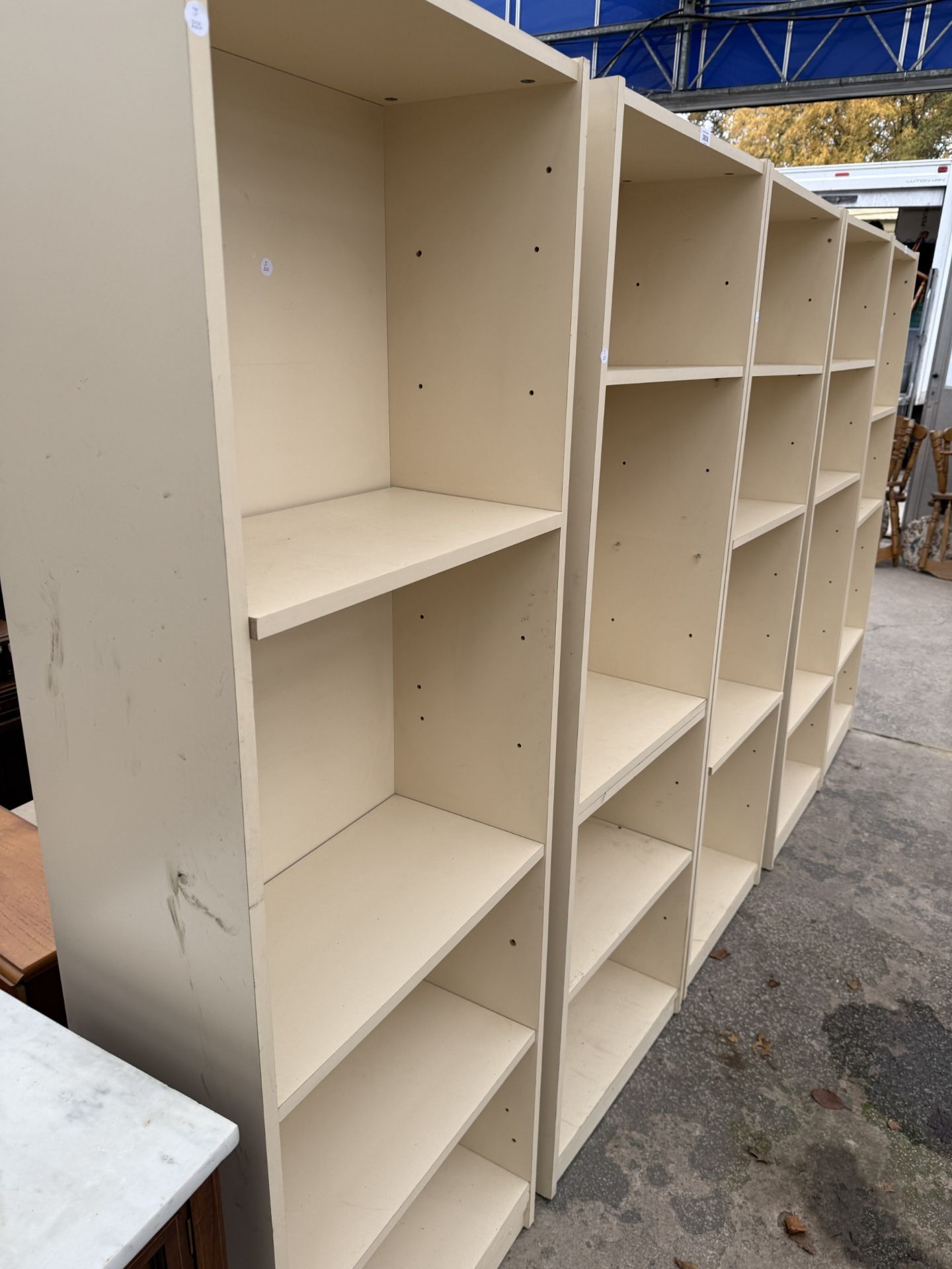 TWO CREAM OPEN STORAGE SHELVES, 23" WIDE EACH - Image 2 of 2