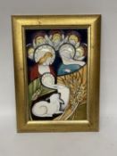 A MOORCROFT FRAMED NATIVITY PLAQUE, LIMITED EDITION. 16/50, SIGNED, 2012, 40CM X 29CM