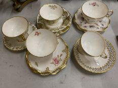 A COLLECTION OF CUPS AND SAUCERS TO INCLUDE, A ROYAL CROWN DERBY 'ROYAL PINXTON ROSES' TRIO, '