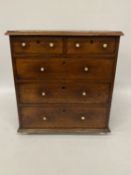 AN EARLY VICTORIAN MINIATURE OAK SPECIMEN CHEST, HEIGHT 35CM, WIDTH 33CM, DEPTH 20CM