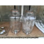 TWO GLASS NANTUCKET DRINK DISPENSERS