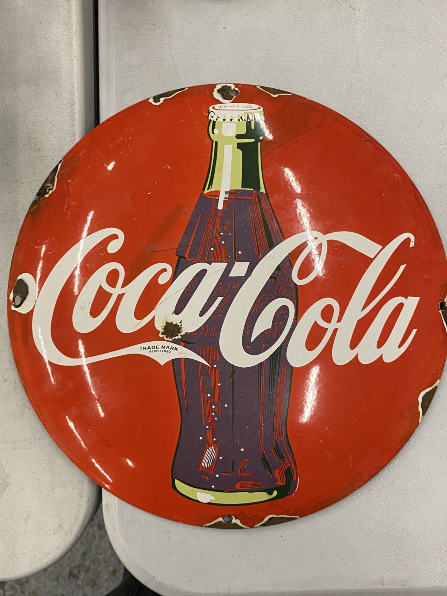 AN ENAMEL COCA-COLA SIGN - Image 2 of 2