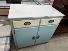 A 1950'S KITCHEN UNIT WITH SCOOP HANDLES, 31" WIDE