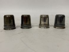 A SET OF FOUR ANTIQUE H/M MINERVA 950 FRENCH SILVER SHOT/STIRRUP CUPS, WEIGHT 46g