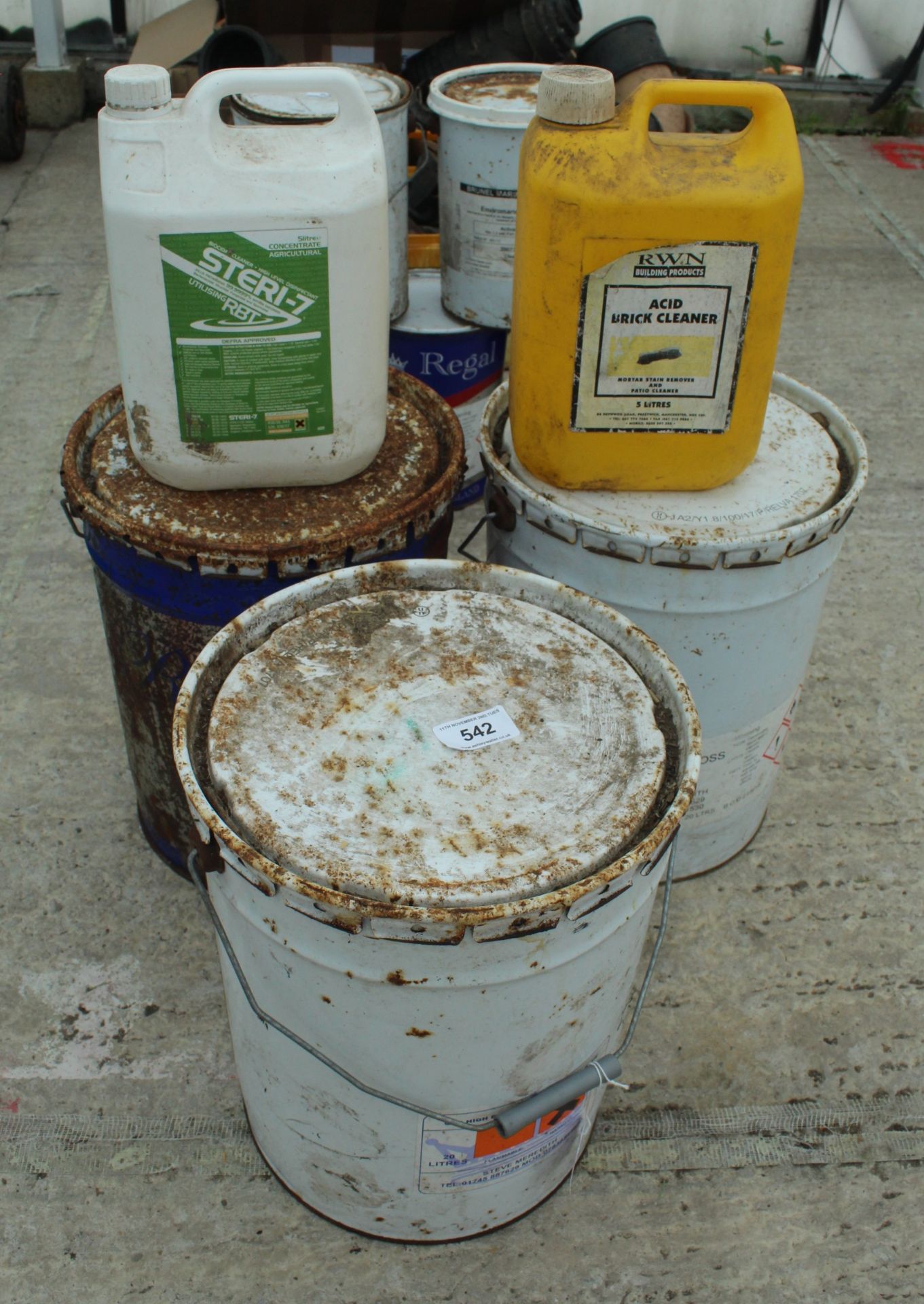 3 LARGE TINS OF PAINT ETC. + VAT