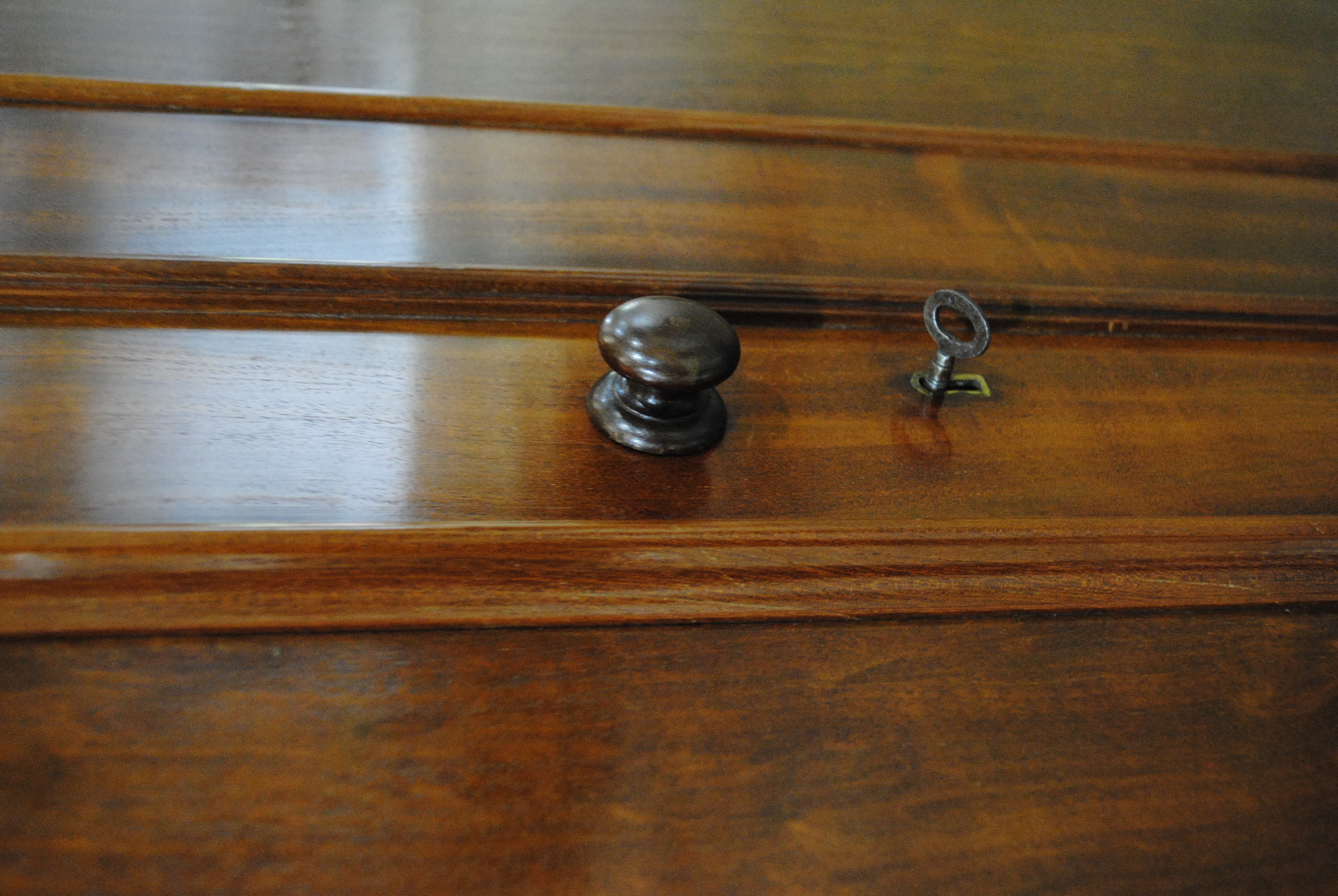 An antique Heal & Son, London mahogany triple wardrobe, with key - length 194cm, depth 63cm, - Image 4 of 13