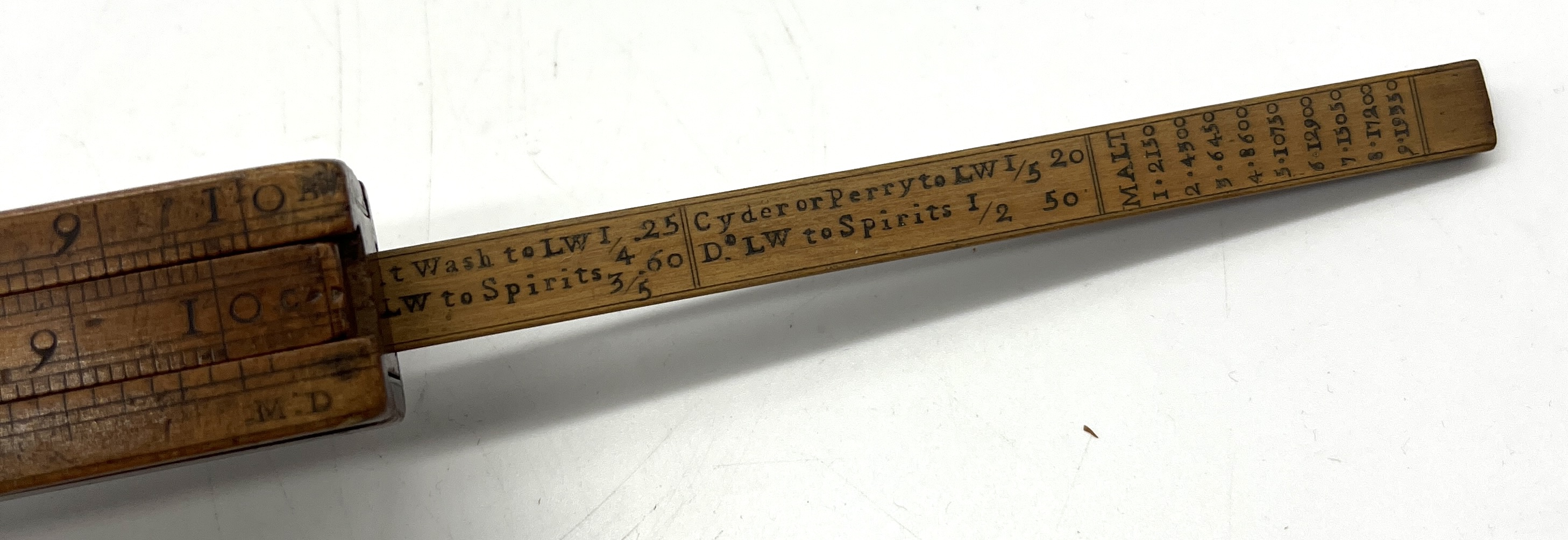 An 18th century boxwood ruler with four slides, for use by Customs ...