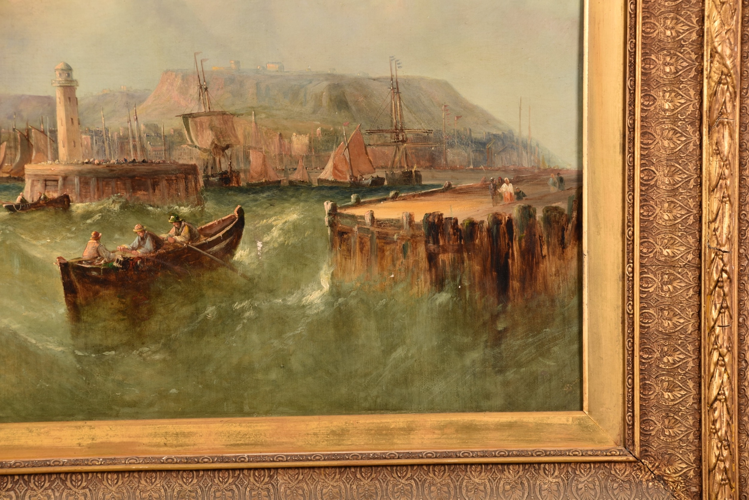 William Callcott Knell (British, 1830-1880).  'Morning Scarborough Looking from the Sea', oil on - Image 7 of 16