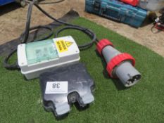 3 PHASE LEAD WITH 2NO 240VOLT OUTLET PLUGS. SOURCED FROM A COMPANY LIQUIDATION.