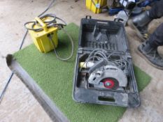 DEWALT 110VOLT CIRCULAR SAW PLUS A TRANSFORMER SOURCED FROM COMPANY LIQUIDATION.