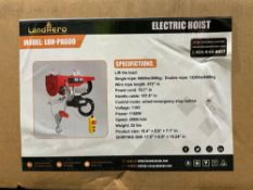 UNUSED 2025 LANDHERO ELECTRIC HOIST MODEL LDH-PA600, APPROX LIFT LOAD SINGLE ROPE 660LBS / DOUBLE