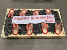 UNUSED LANDHONOR 5/16 7FT DOUBLE LEGS LIFTING CHAIN SLINGS MODEL LHR-G80, ( 8 ) PCS