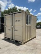 UNUSED 8FT OFFICE / STORAGE CONTAINER, FORK POCKETS WITH SIDE DOOR ENTRANCE & SIDE WINDOW, APPROX