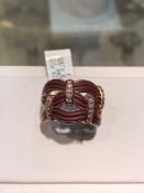 BELLE ETOILE BROWN RUBBER STERLING SILVER RING