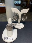 BELLE ETOILE STERLING SILVER EARRINGS AND RING SET