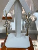 .28CT DIAMOND 14K YELLOW GOLD EARRINGS KEYS