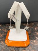 .80CT DIAMOND DANGLE EARRINGS 14K WHITE GOLD