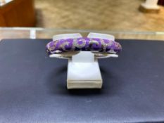 BELLE ETOILE STERLING SILVER ENAMEL AND CZ BANGLE BRACELET