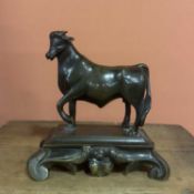 A Cast Patinated Bronze figure of a Bull Possibly Portugal, Second Half 18th Century
