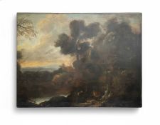 A Landscape with Figures in a Wooded Gorge Italian School, 18th Century