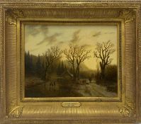 Johann Bernard Klombeck (German, 1815–1893) Winter Landscape with Bare Trees and Winding Path German