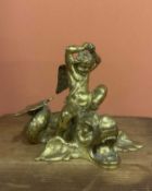 A chased and gilt-bronze group of a cupid harpooning a dolphin Italy, Circle of Francesco Fanelli (F