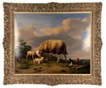 Eugene Verboeckhoven - Schafe mit Hühnern