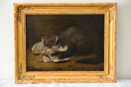 Unbekannter Künstler - Iltis mit Beute