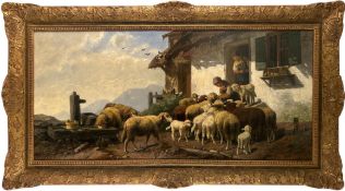 Christian Mali - Zwei Bäuerinen mit Schafen 1877