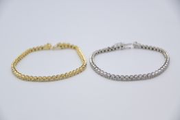 Zwei Brillanten Armbänder Gelbgold und Weißgold