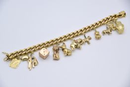 18 K Rundpanzer Armkette mit verschiedenen 14K Anhängern
