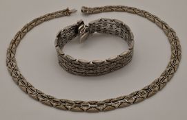 18K Weissgold Armband und Kette