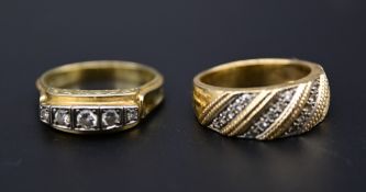 Konvolut aus zwei Bicolor-Diamant-Ringen 14K Gold