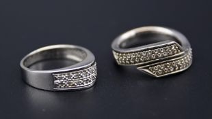 Konvolut aus zwei Diamant-Ringen 14K Weißgold