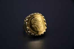 14K Gold-Ring mit Münze Franz Josef I
