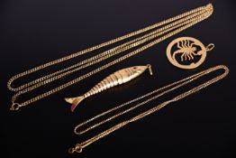 Konvolut aus zwei Ketten und zwei Anhängern