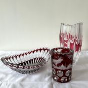 Egermann Glas-Set, dreiteilig.