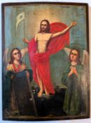 Auferstehung Christi, 19. Jahrhundert, russische Ikone. Die Ikone zeigt die Auferstehung Christi -