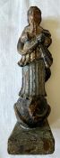Maria Immaculata, Holz, handgeschnitzt, 18./19. Jahrhundert. Mit Wandsockel, polychrome Bemalung.