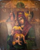 Gottesmutter mit dem Jesuskind, 18./19. Jahrhundert, griechische Ikone. Die Ikone zeigt die Gottesm